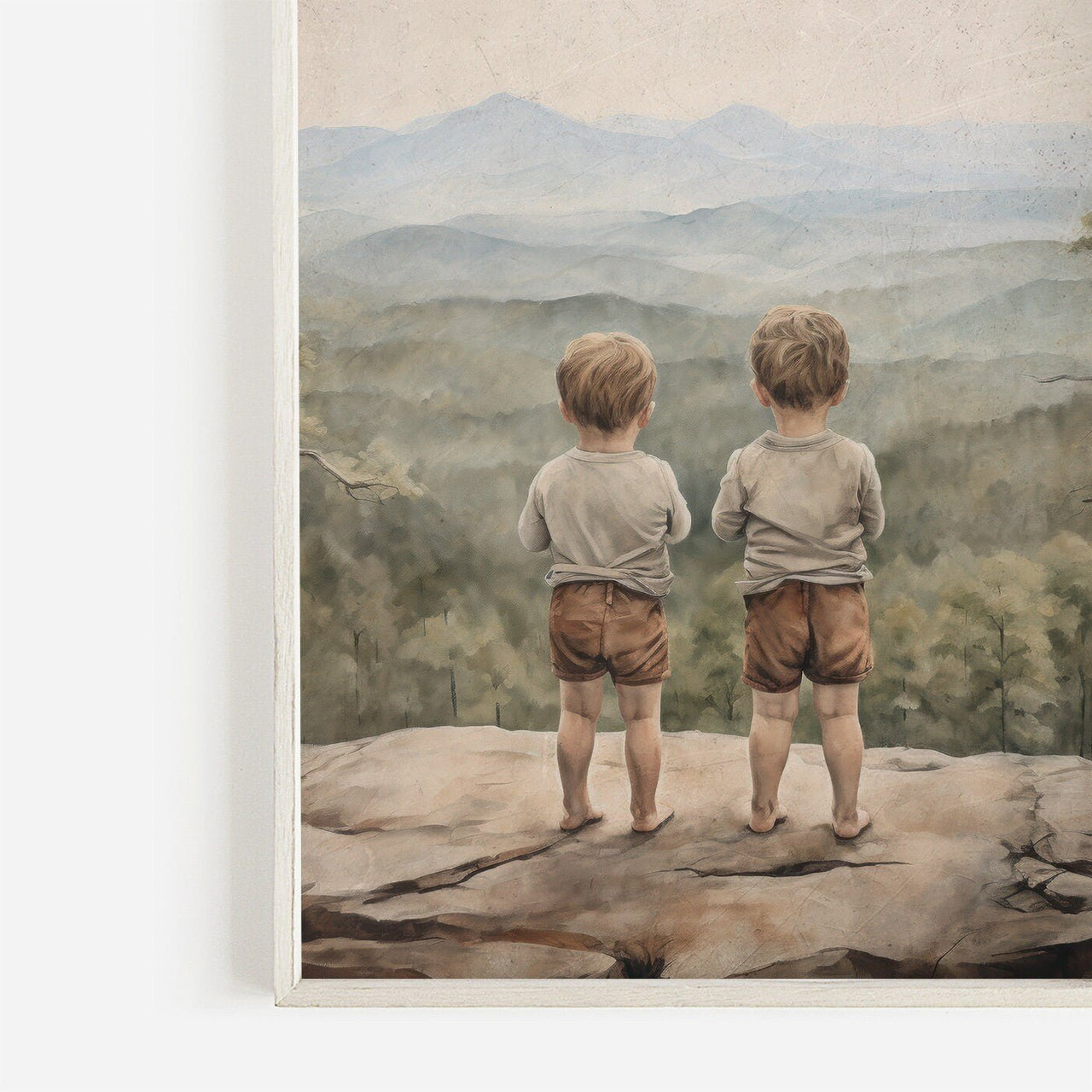 Two Boys Adventure Print – Nature Boys Room Wall Art