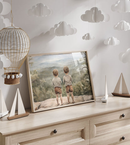 Brothers Adventure Print, Boys Room Decor, Nature - Themed Art - WildfieldPrints