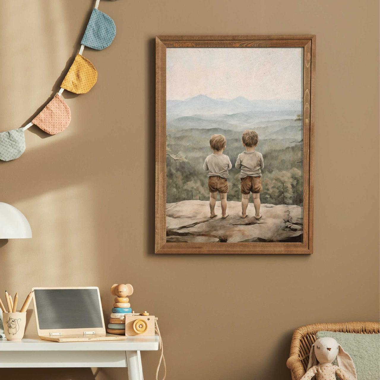 Two Boys Adventure Print – Nature Boys Room Wall Art