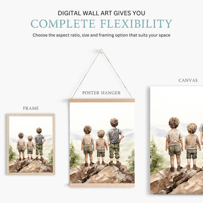 Brothers Art Print, Adventure Toddler Decor, Boys Room Wall Decor - WildfieldPrints