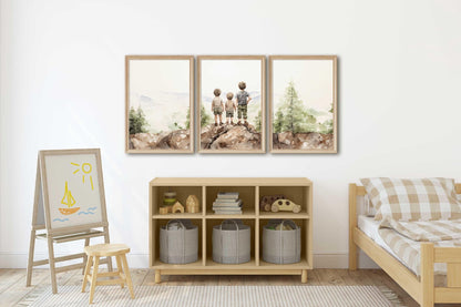 Brothers Art Print, Adventure Toddler Decor, Boys Room Wall Decor - WildfieldPrints