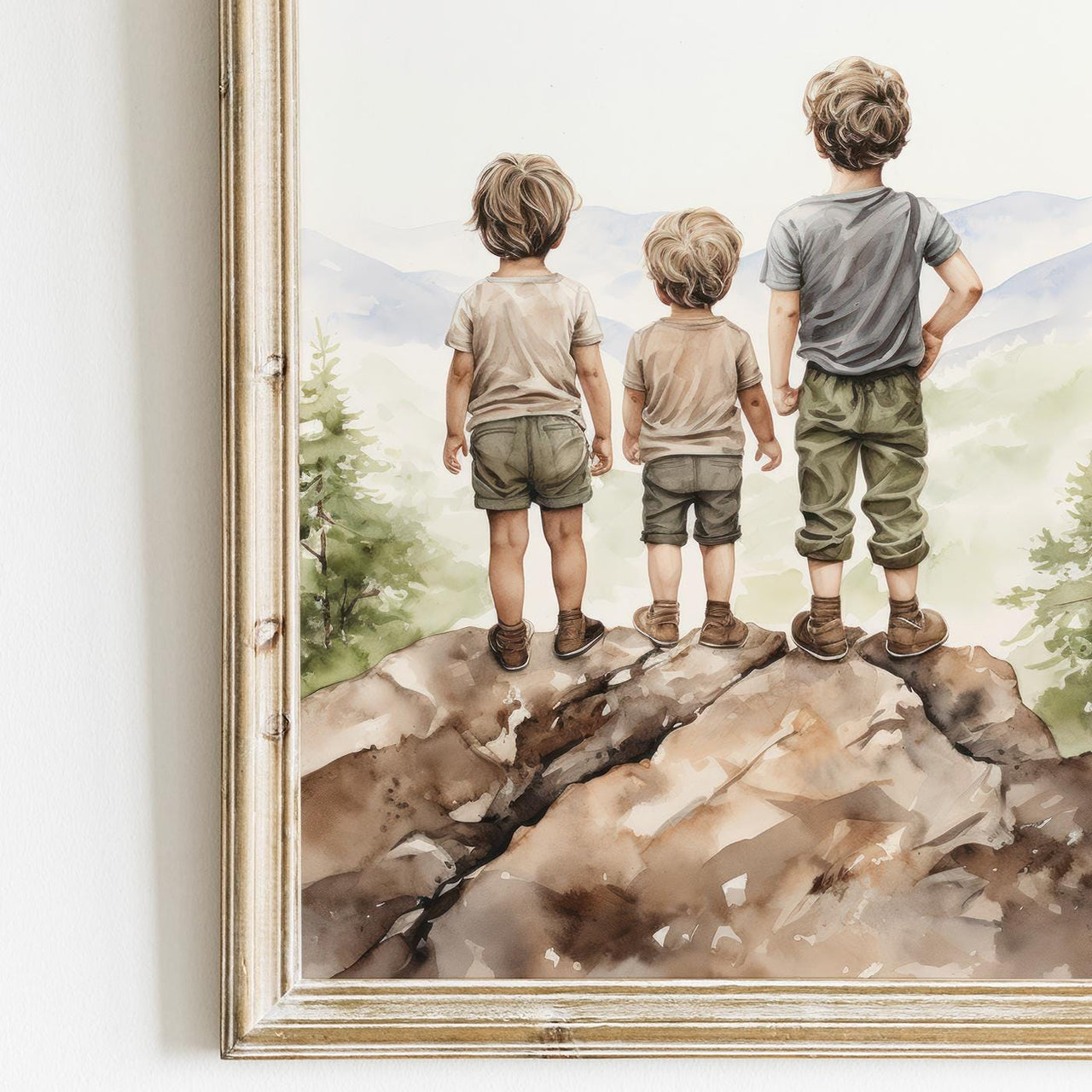 Three Brothers Mountain Wall Art – Adventure Boys Room Print • Set of 3