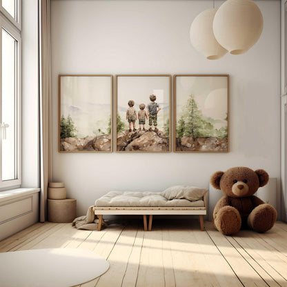 Brothers Art Print, Adventure Toddler Decor, Boys Room Wall Decor - WildfieldPrints