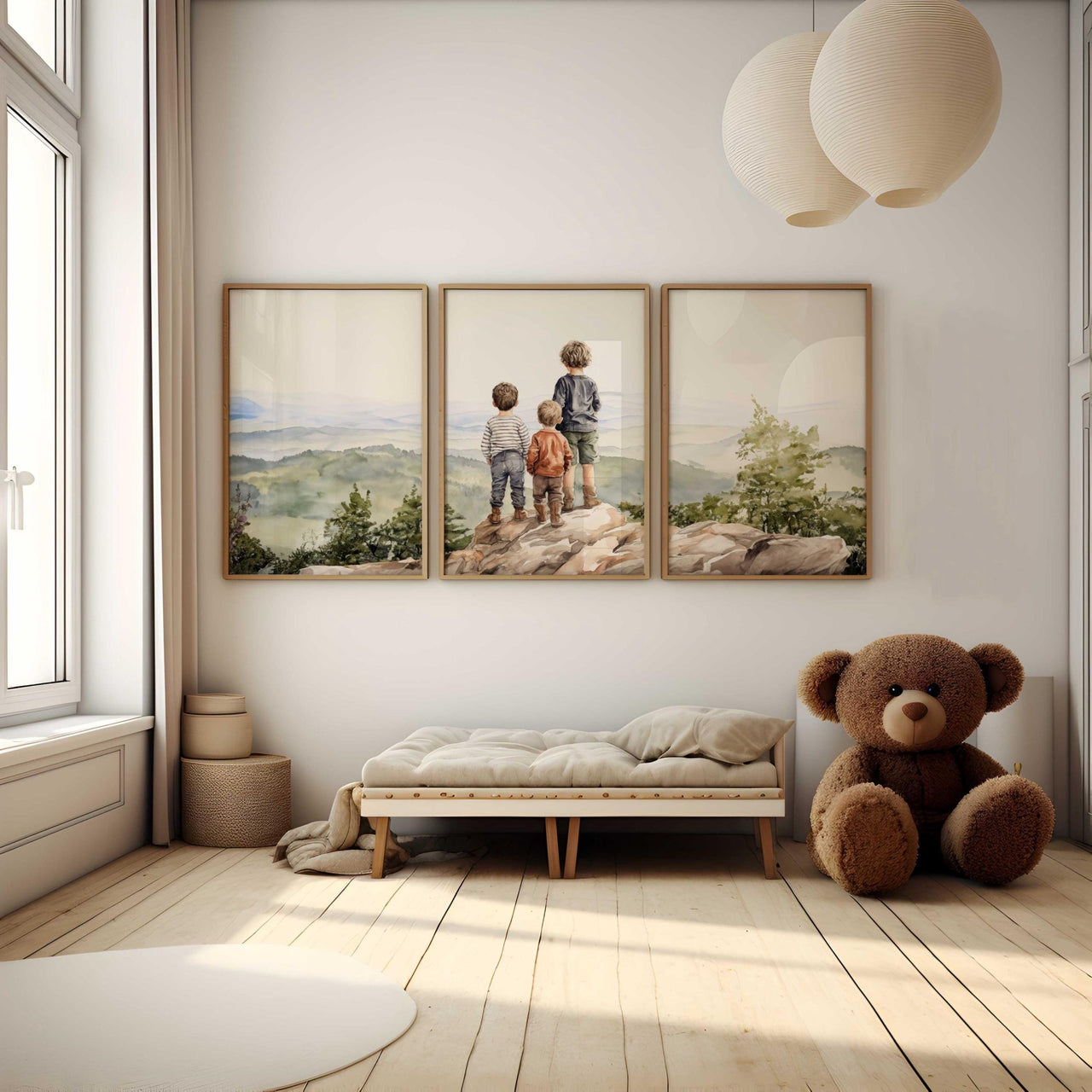 Three Brothers Print – Adventure Boys Room Wall Art • Set of 3
