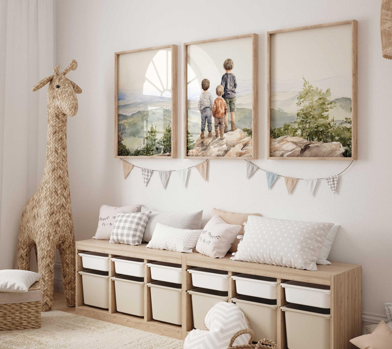Three Brothers Print – Adventure Boys Room Wall Art • Set of 3