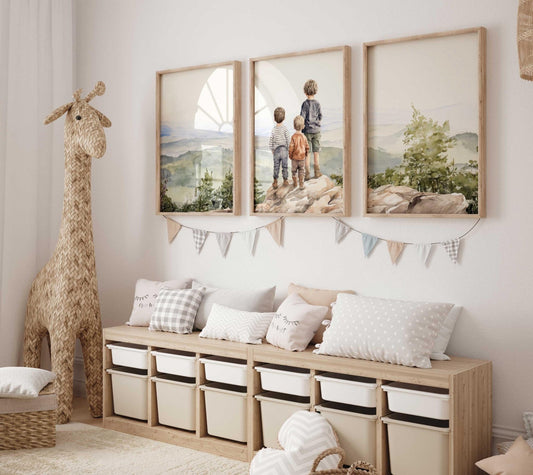 Brothers Print, Adventure Decor for Boys, Outdoors Nursery Art - WildfieldPrints