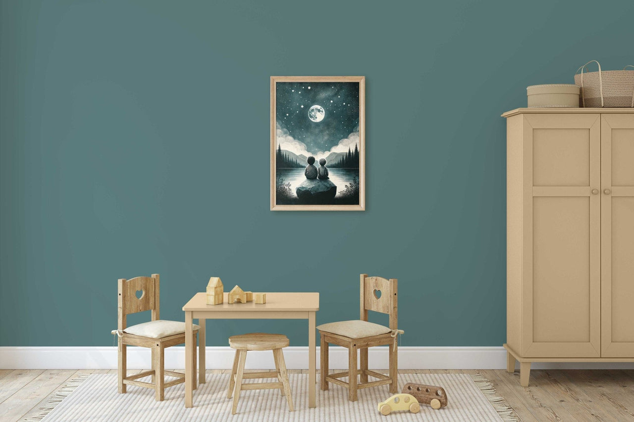 Moon & Stars Wall Art – Adventure Boys Room Print