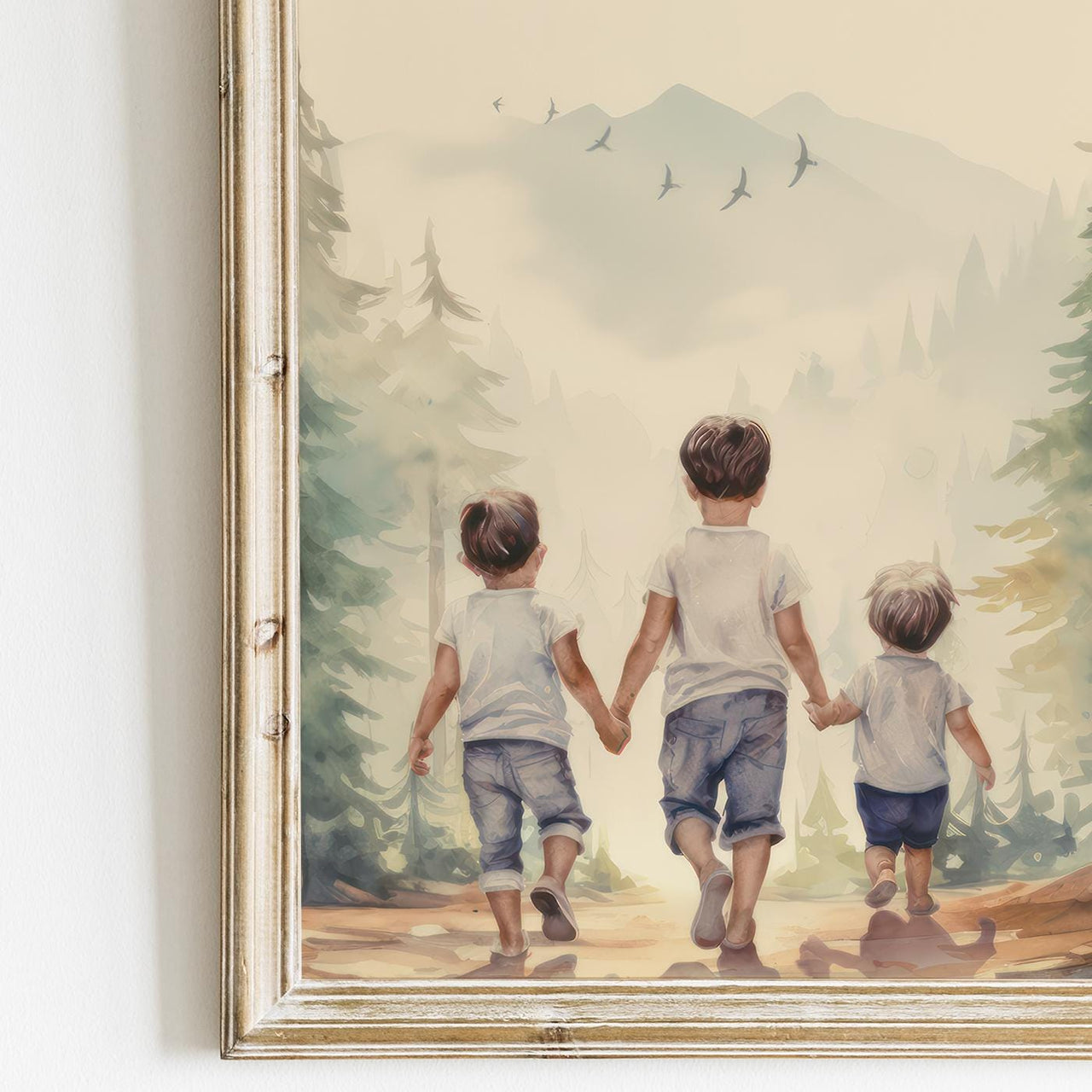 Brothers Hiking Wall Art – Adventure Kids Room Print • Set of 3