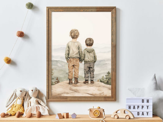 Brothers Room Print, Adventure Nursery Decor, Kids Wall Art - WildfieldPrints