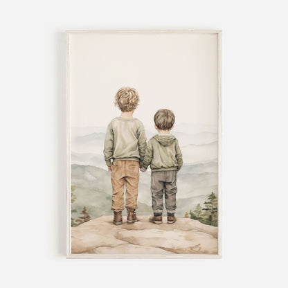 Brothers Room Print, Adventure Nursery Decor, Kids Wall Art - WildfieldPrints