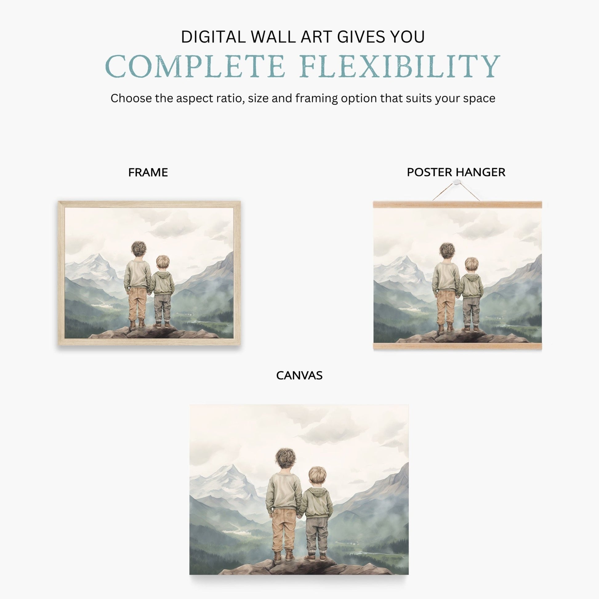 Brothers Room Print, Adventure Nursery Decor, Rustic Boys Wall Art - WildfieldPrints