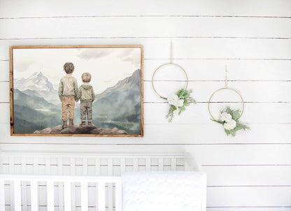 Brothers Room Print, Adventure Nursery Decor, Rustic Boys Wall Art - WildfieldPrints