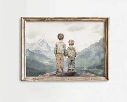 Brothers Room Print, Adventure Nursery Decor, Rustic Boys Wall Art - WildfieldPrints
