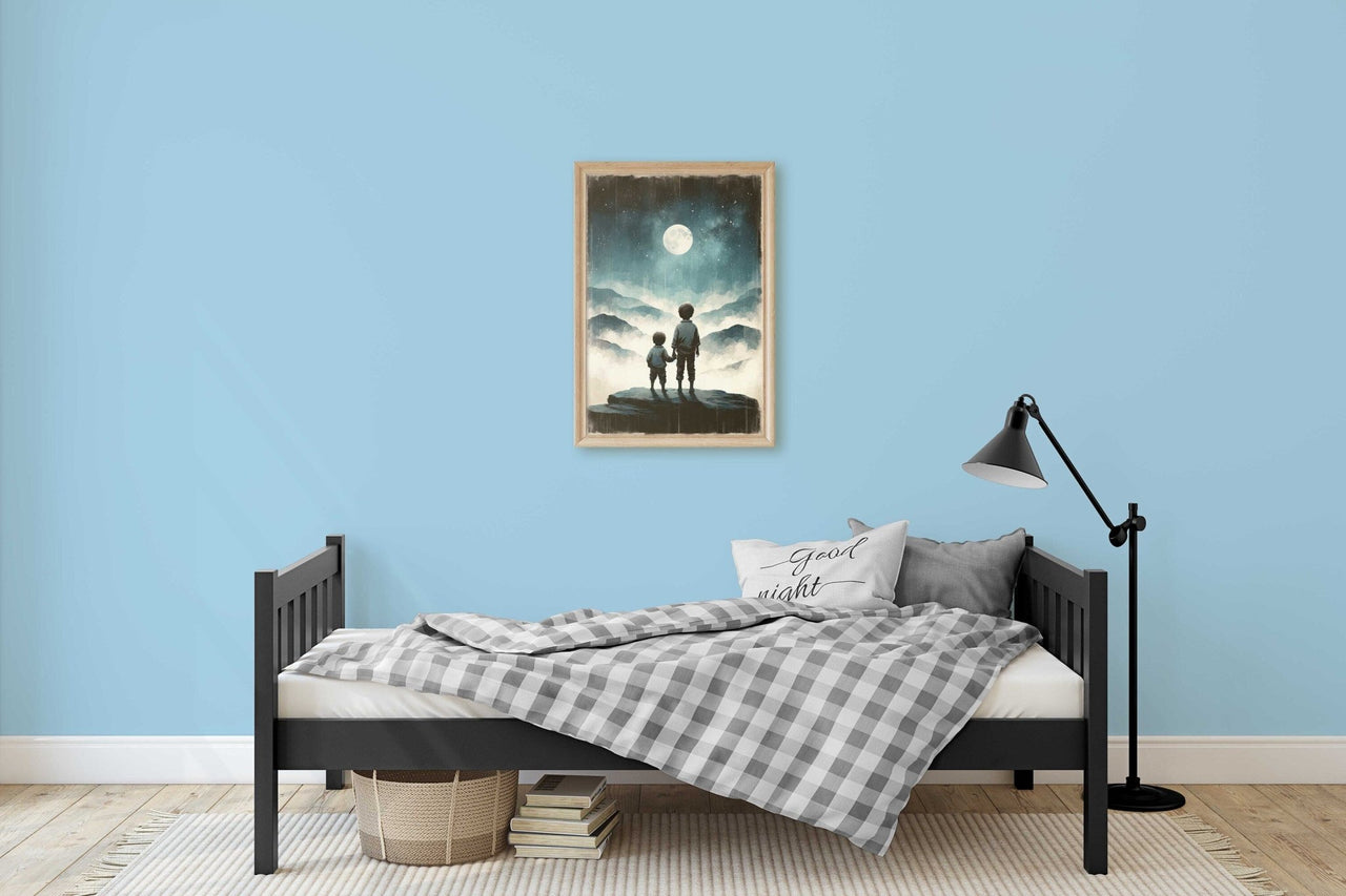 Moon & Stars Wall Art – Adventure Boys Room Print