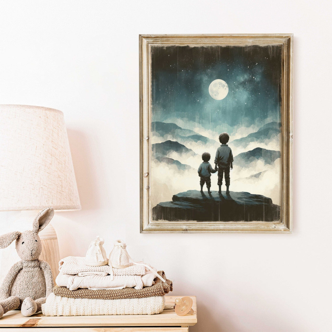Moon & Stars Wall Art – Adventure Boys Room Print