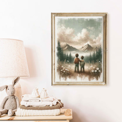 Brothers Room Print, Adventure Wall Art, Rustic Nature Decor - WildfieldPrints