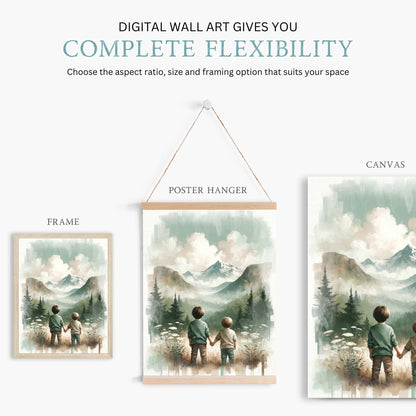 Brothers Room Print, Adventure Wall Art, Rustic Nature Decor - WildfieldPrints