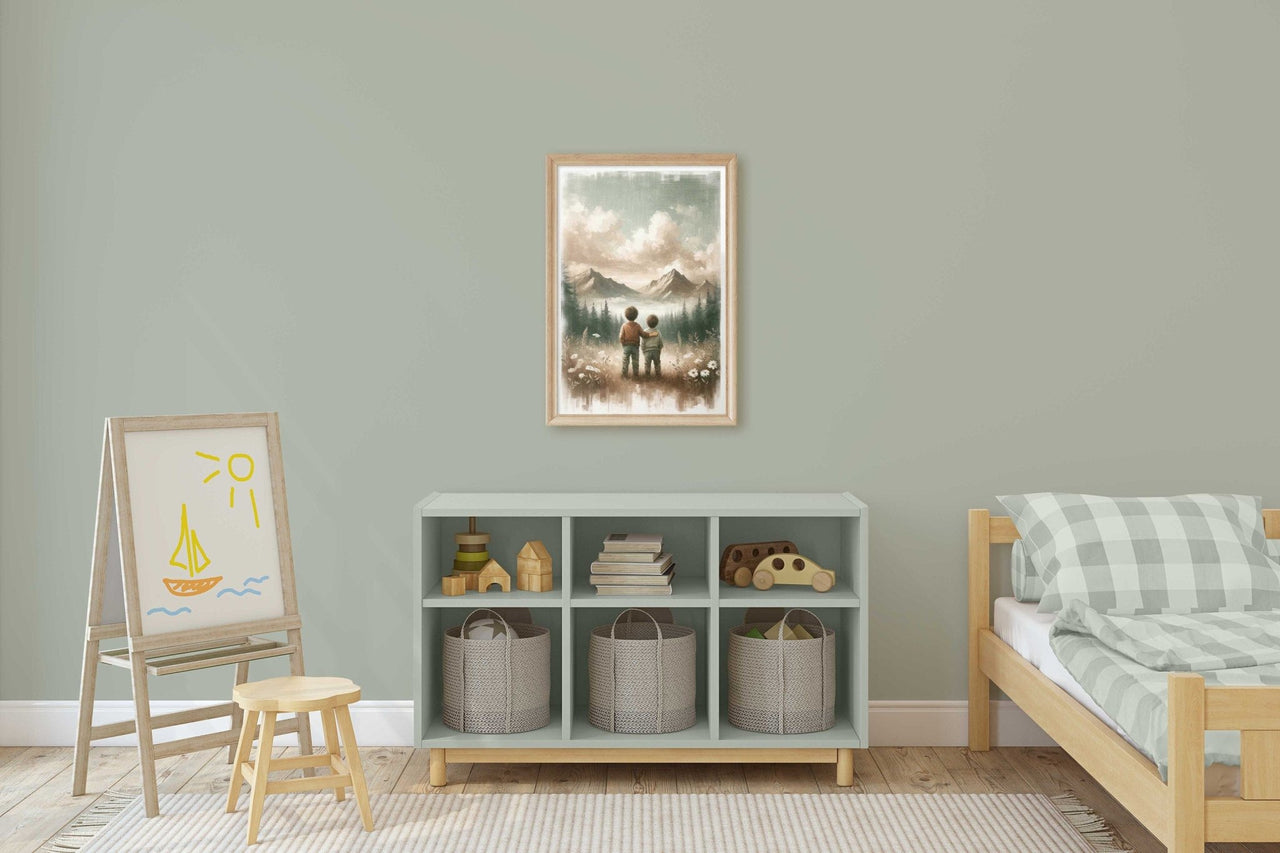 Brotherly Wilderness Adventure Wall Art – Nature Boys Room Print