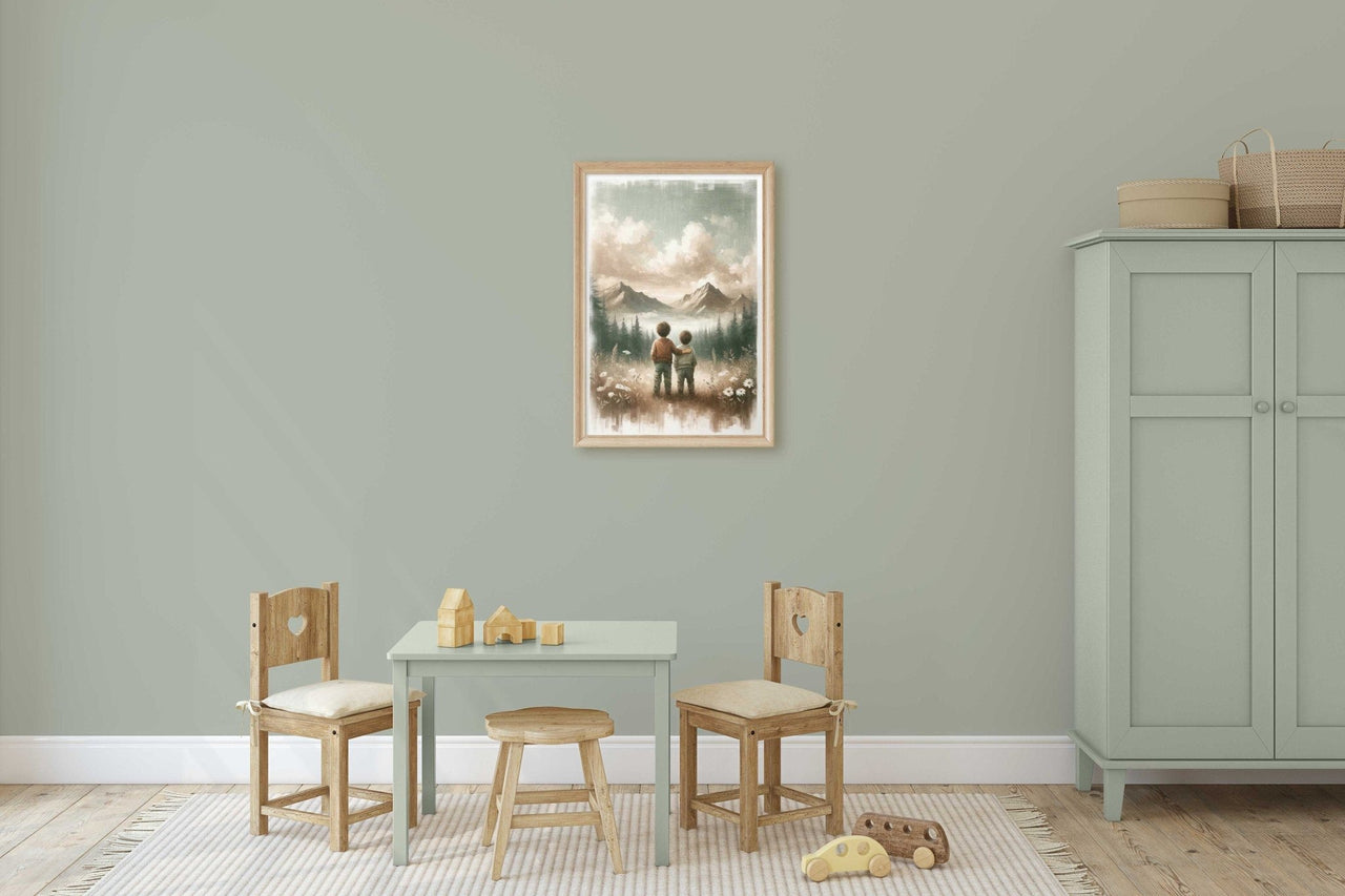 Brotherly Wilderness Adventure Wall Art – Nature Boys Room Print
