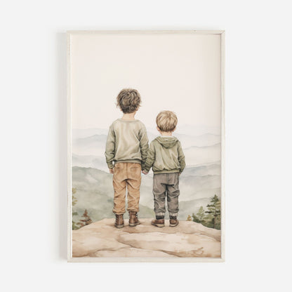 Brothers Room Print, Rustic Boys Bedroom Decor, Vintage Adventure Art - WildfieldPrints