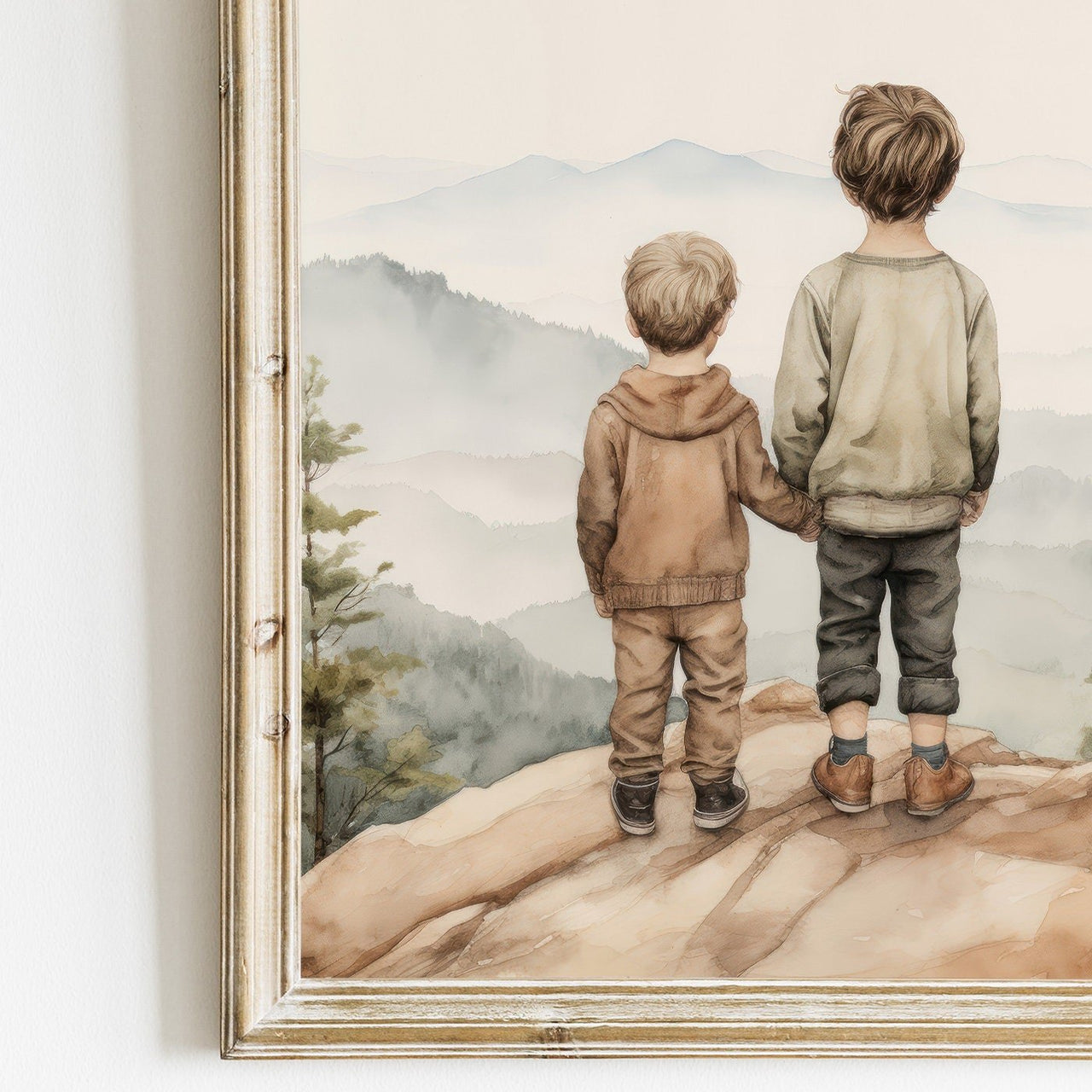 Two Toddler Brothers Wall Art – Adventure Boys Room Print