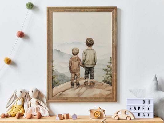 Brothers Room Print, Shared Bedroom Decor, Vintage Adventure Art - WildfieldPrints