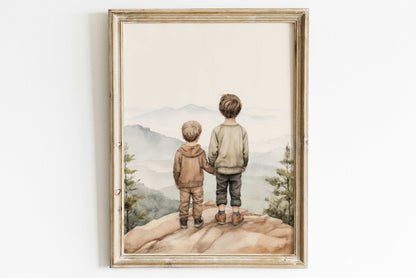 Brothers Room Print, Shared Bedroom Decor, Vintage Adventure Art - WildfieldPrints