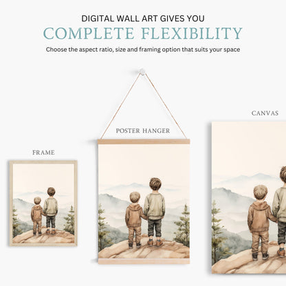 Brothers Room Print, Shared Bedroom Decor, Vintage Adventure Art - WildfieldPrints