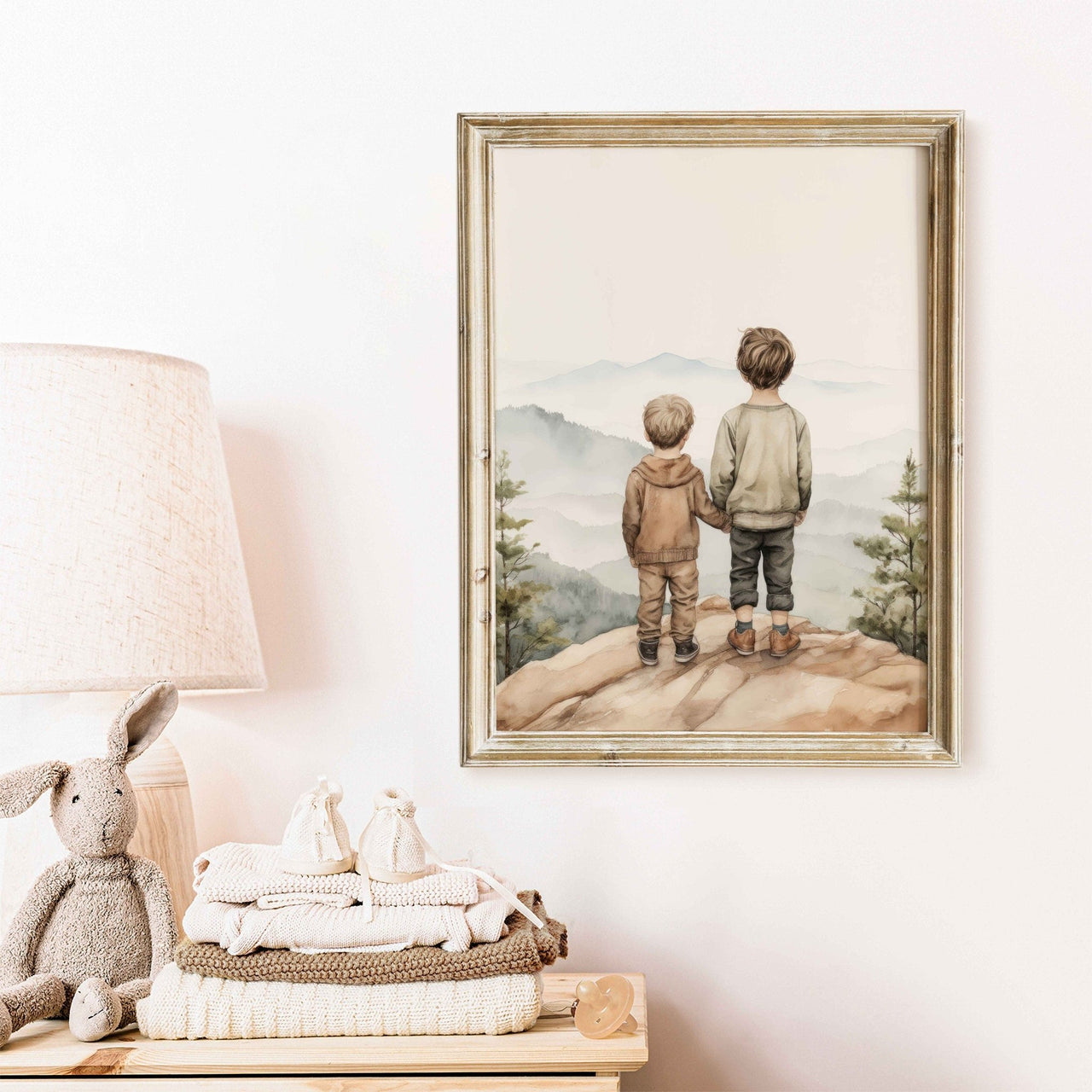 Two Toddler Brothers Wall Art – Adventure Boys Room Print