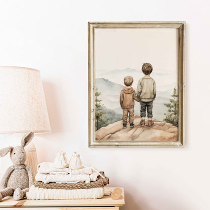 Brothers Room Print, Shared Bedroom Decor, Vintage Adventure Art - WildfieldPrints