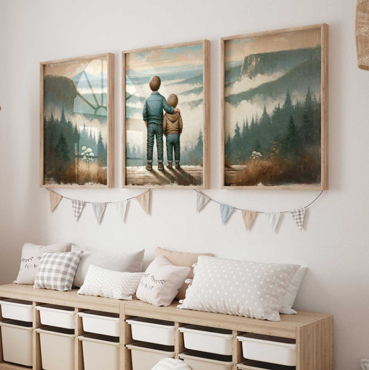 Brothers Room Prints, Adventure Nursery Decor, Mountain Wall Art - WildfieldPrints