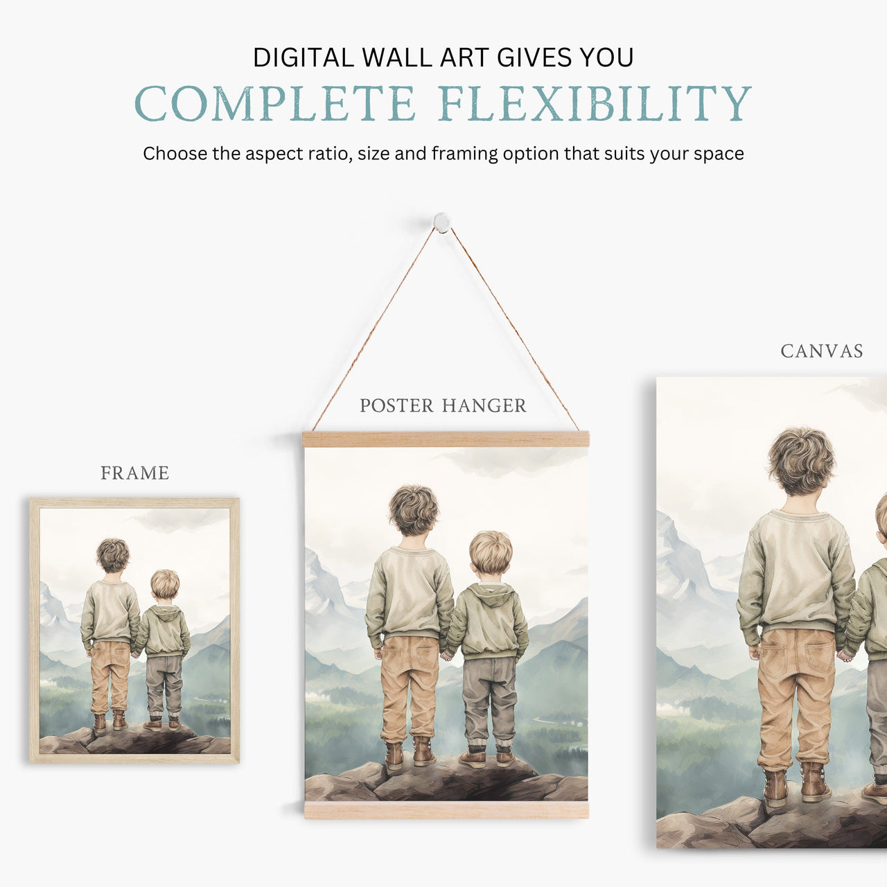 Sibling Adventure Wall Art – Boys Room Print • Set of 3