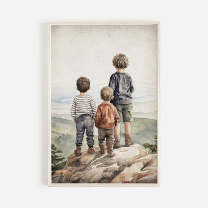 Brothers Room Wall Art, Adventure Paintings for Kids, Toddler Decor - WildfieldPrints