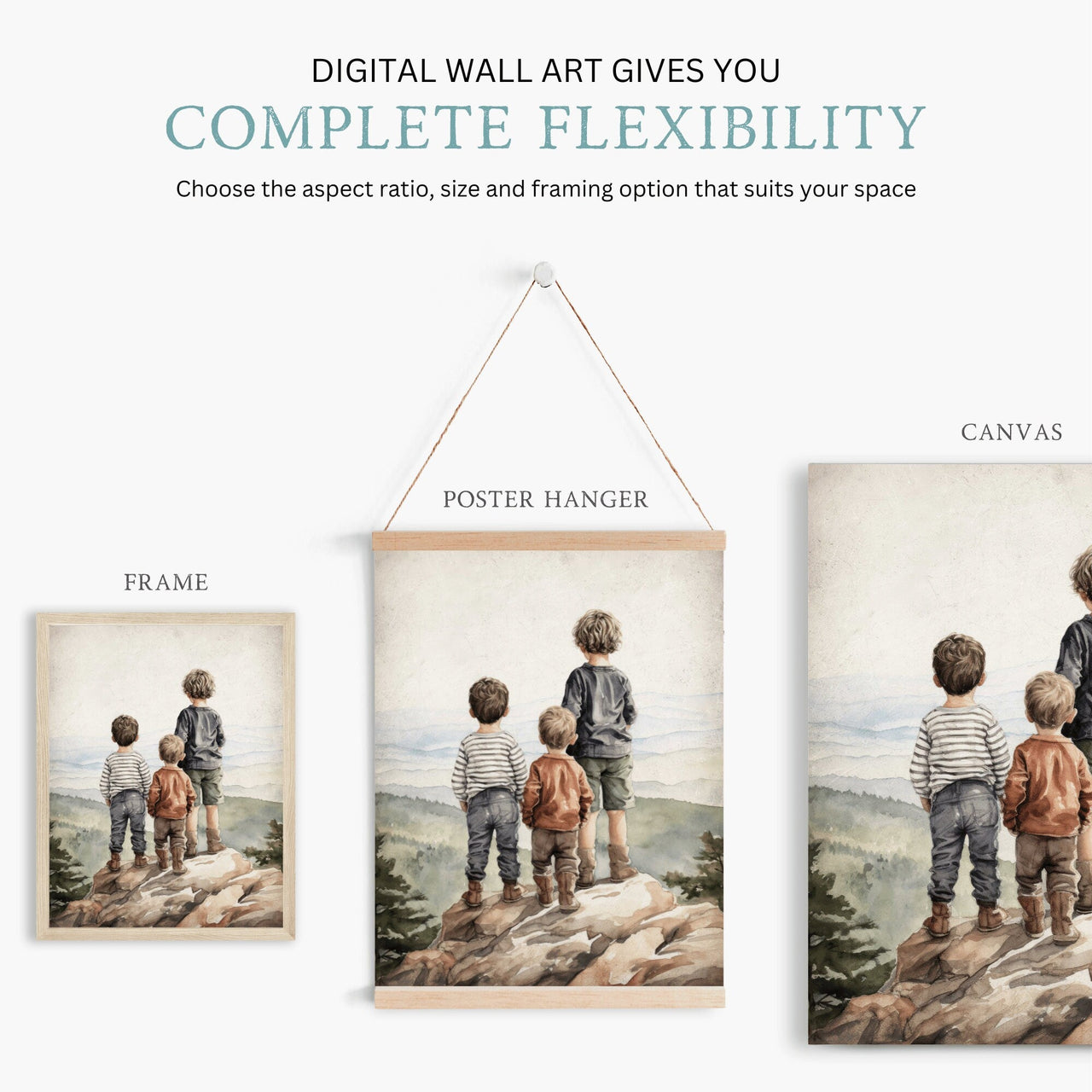 Three Adventurers Wall Decor – Kids Room Adventure Print