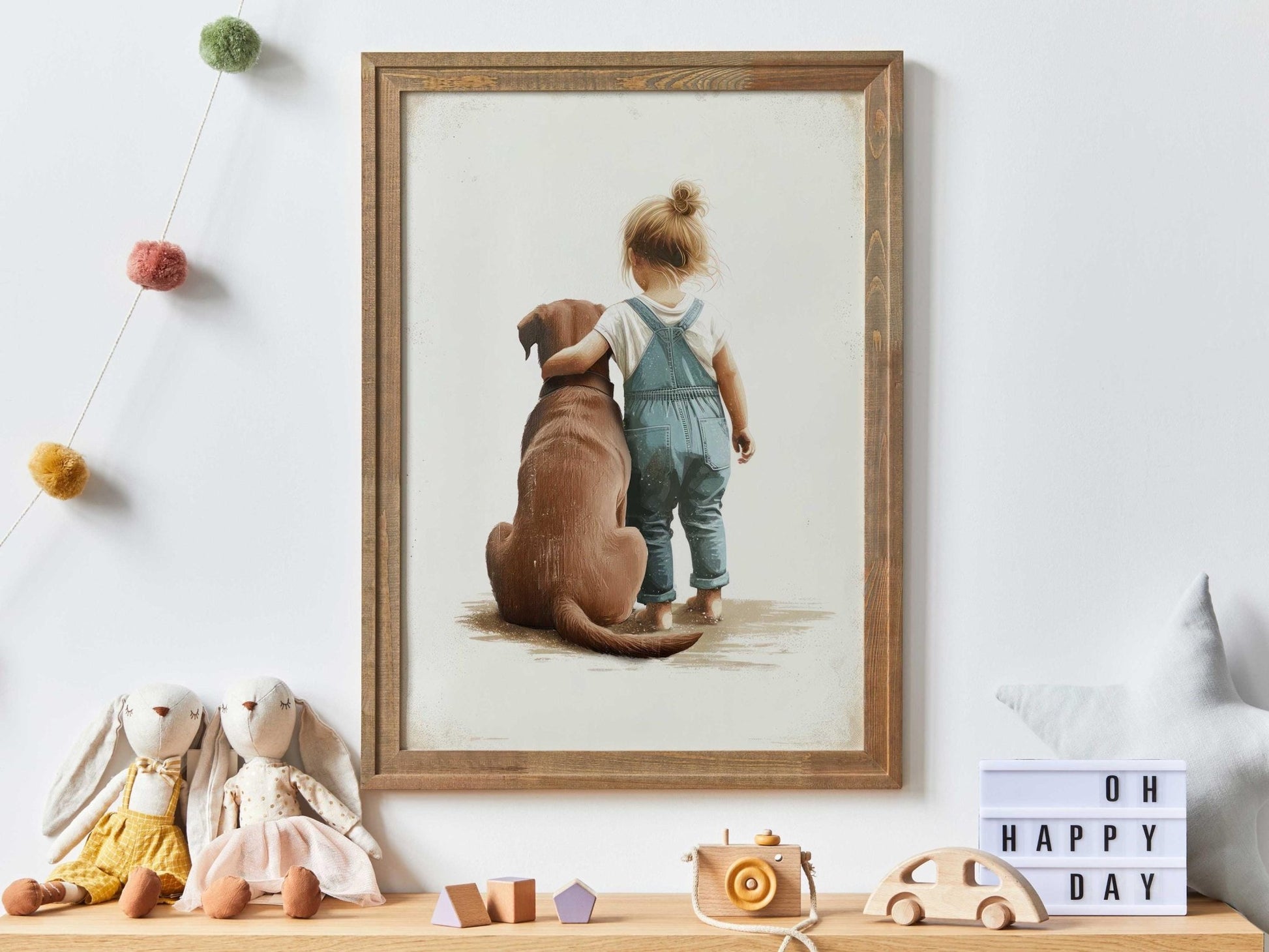 Brown Lab Print, Brown Labrador Nursery Decor, Girl & Dog Art, Dog Nursery Wall Decor, Labrador Retriever Painting, Printable Dog Wall Decor - My Store