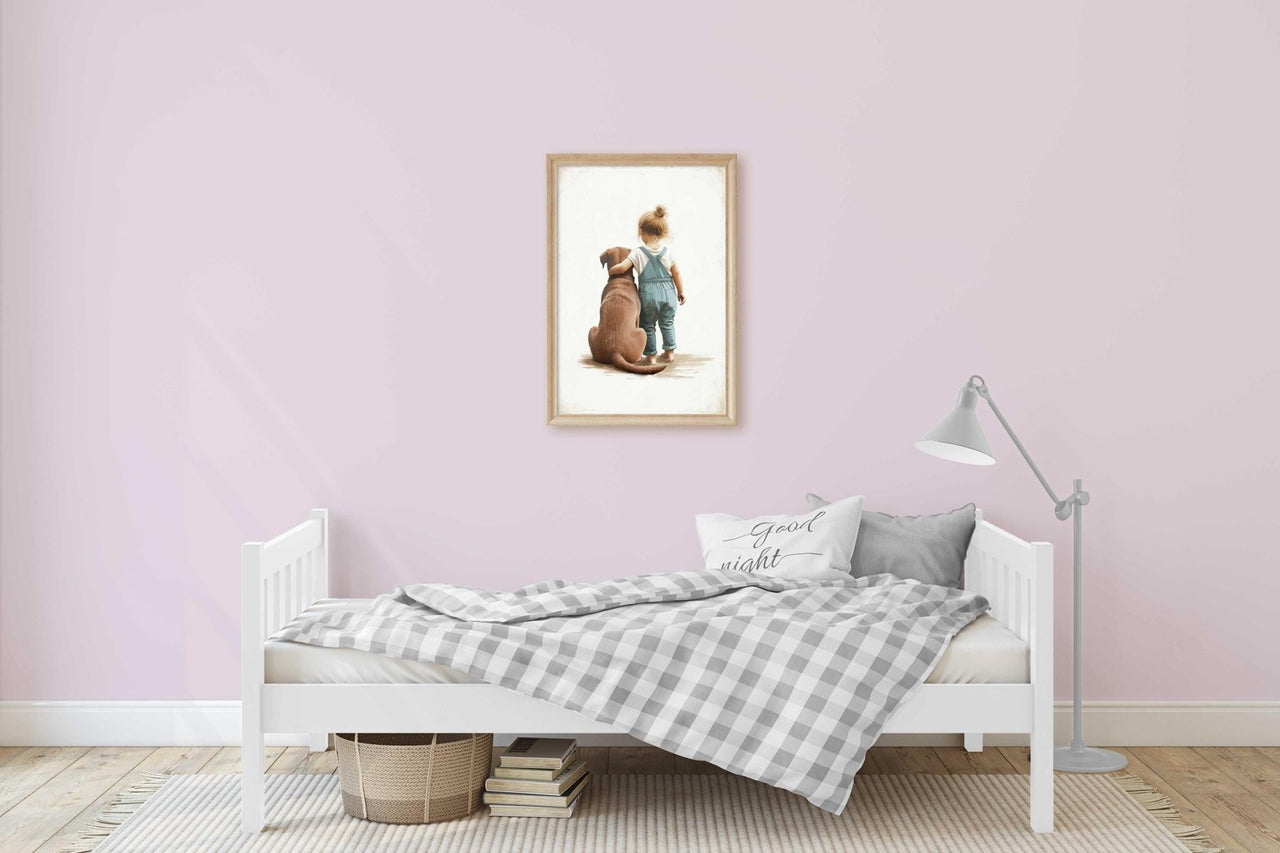 Brown Labrador Nursery Art – Dog Print for Boys & Girls Room