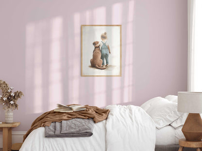 Brown Lab Print, Brown Labrador Nursery Decor, Girl & Dog Art, Dog Nursery Wall Decor, Labrador Retriever Painting, Printable Dog Wall Decor - My Store