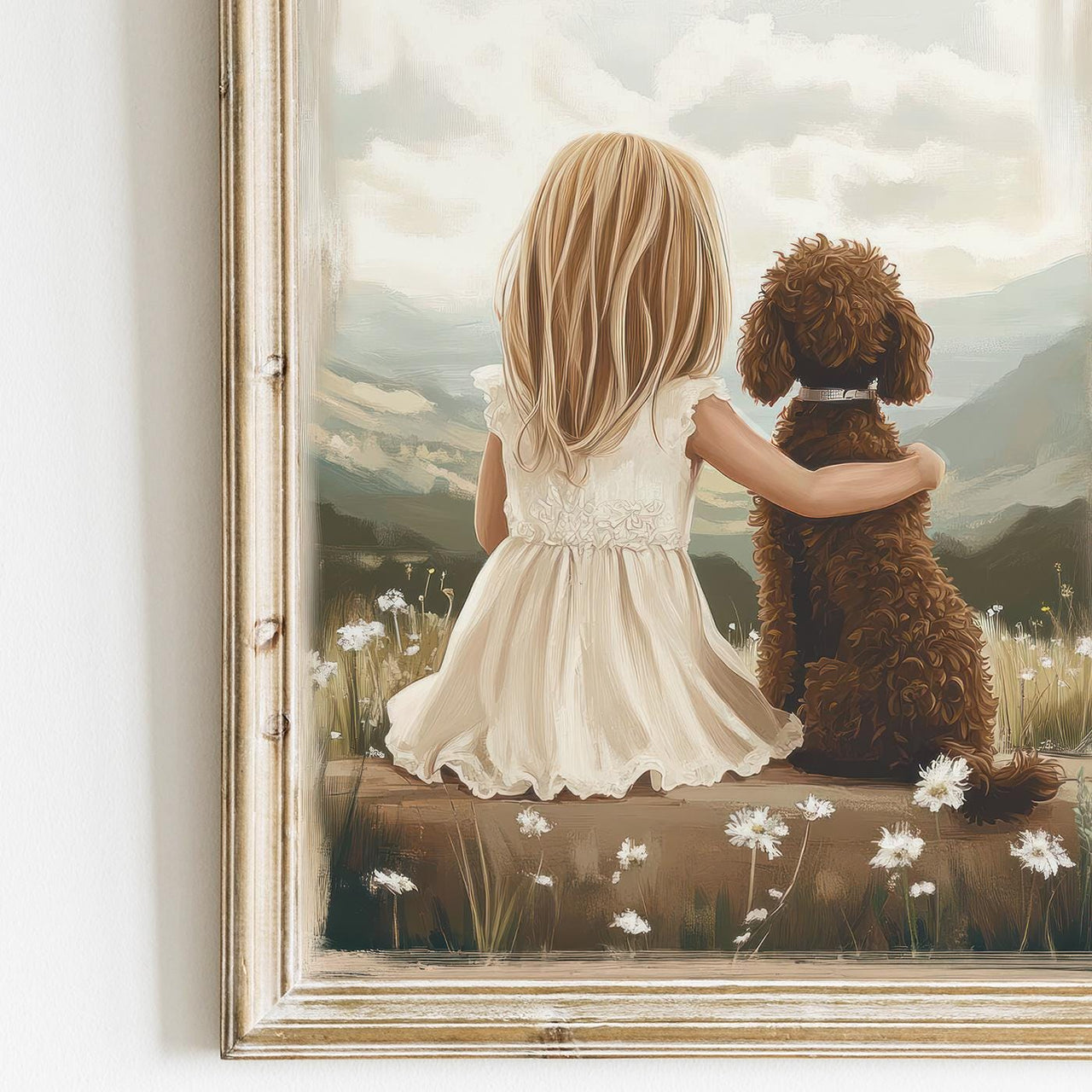 Brown Labradoodle Wall Art – Dog Nursery Print for Girls