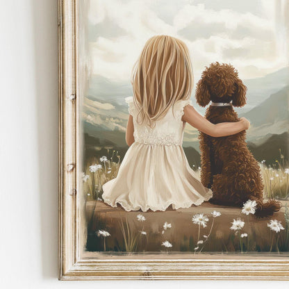 Brown Labradoodle Art, Nursery Decor for Girls, Toddler Wall Decor - WildfieldPrints
