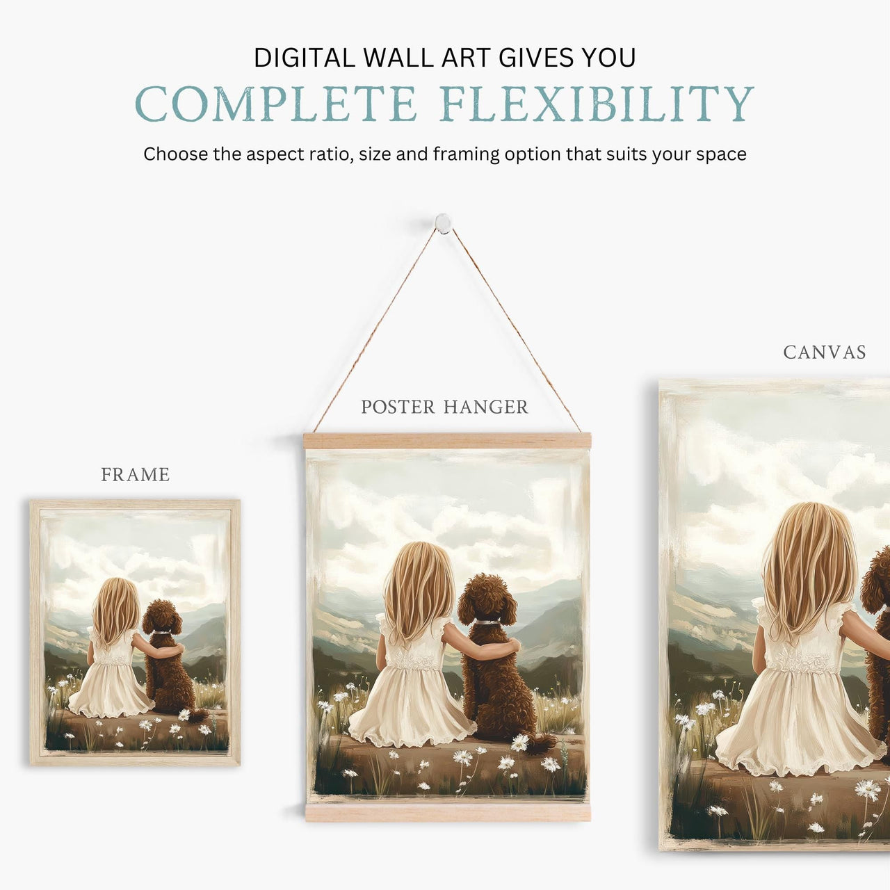 Brown Labradoodle Wall Art – Dog Nursery Print for Girls
