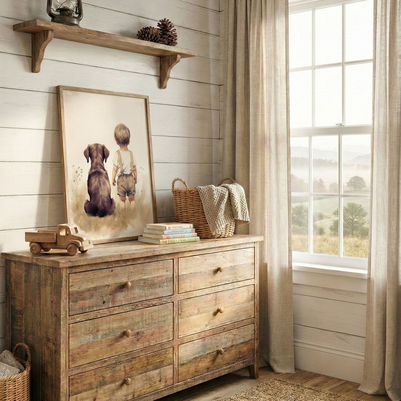 Brown Labrador Nursery Print – Dog Wall Art for Boys Room