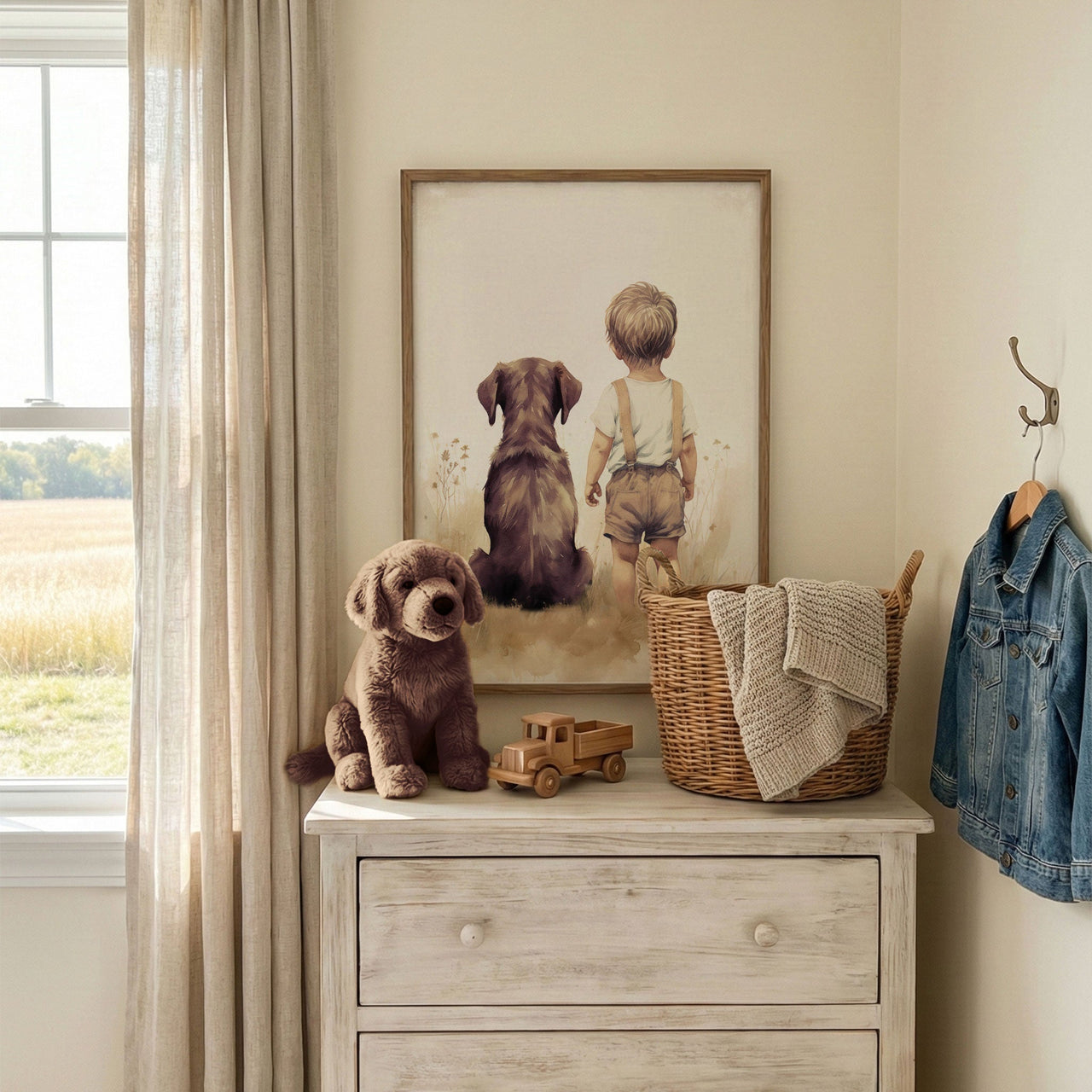 Brown Labrador Nursery Print – Dog Wall Art for Boys Room