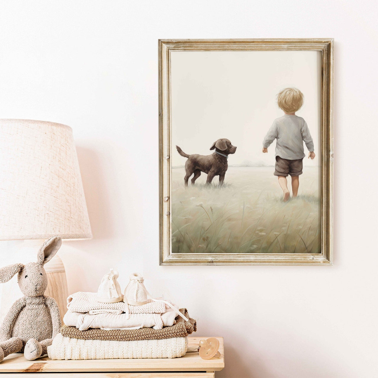 Brown Labrador Wall Art – Dog Nursery Print for Boys