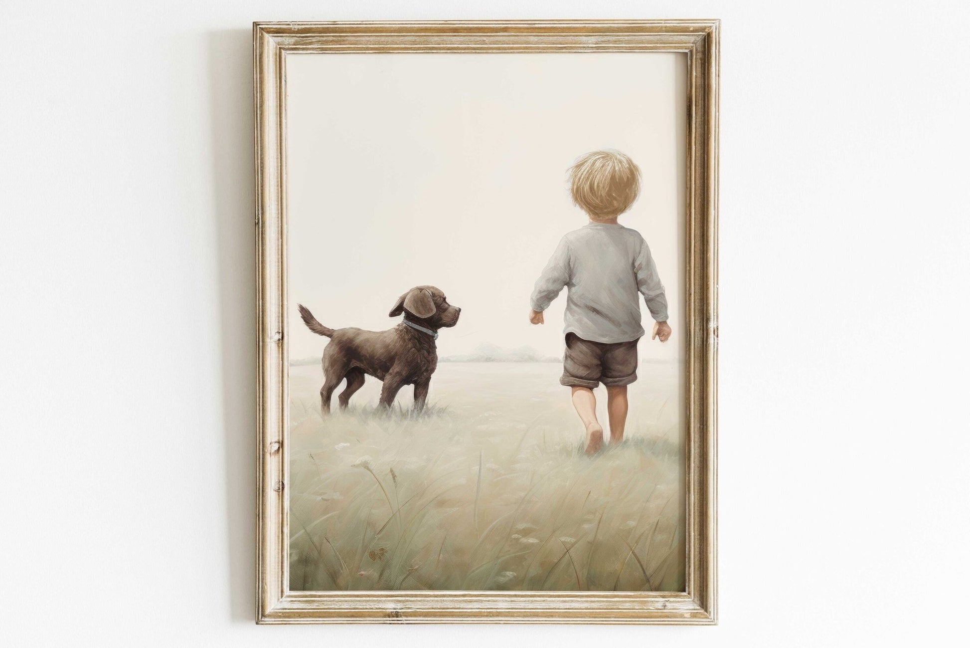 Brown Labrador Nursery Prints, Puppy Wall Decor, Vintage Boys Room Decor - WildfieldPrints