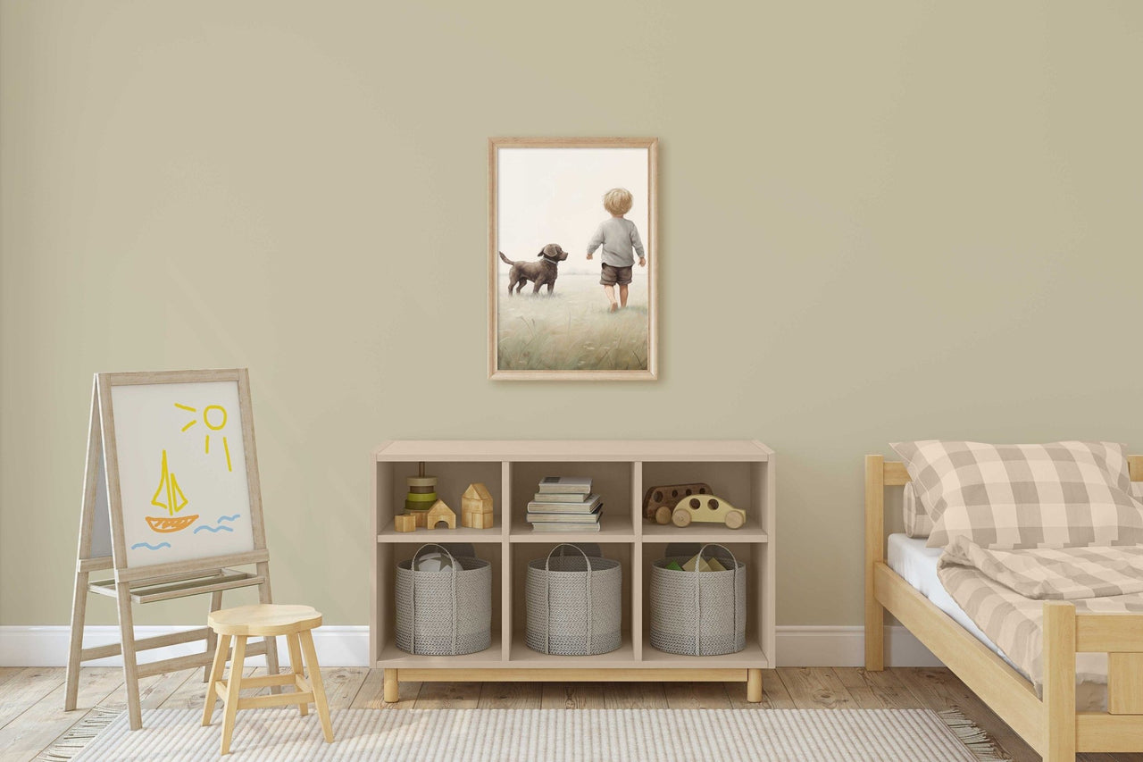 Brown Labrador Wall Art – Dog Nursery Print for Boys