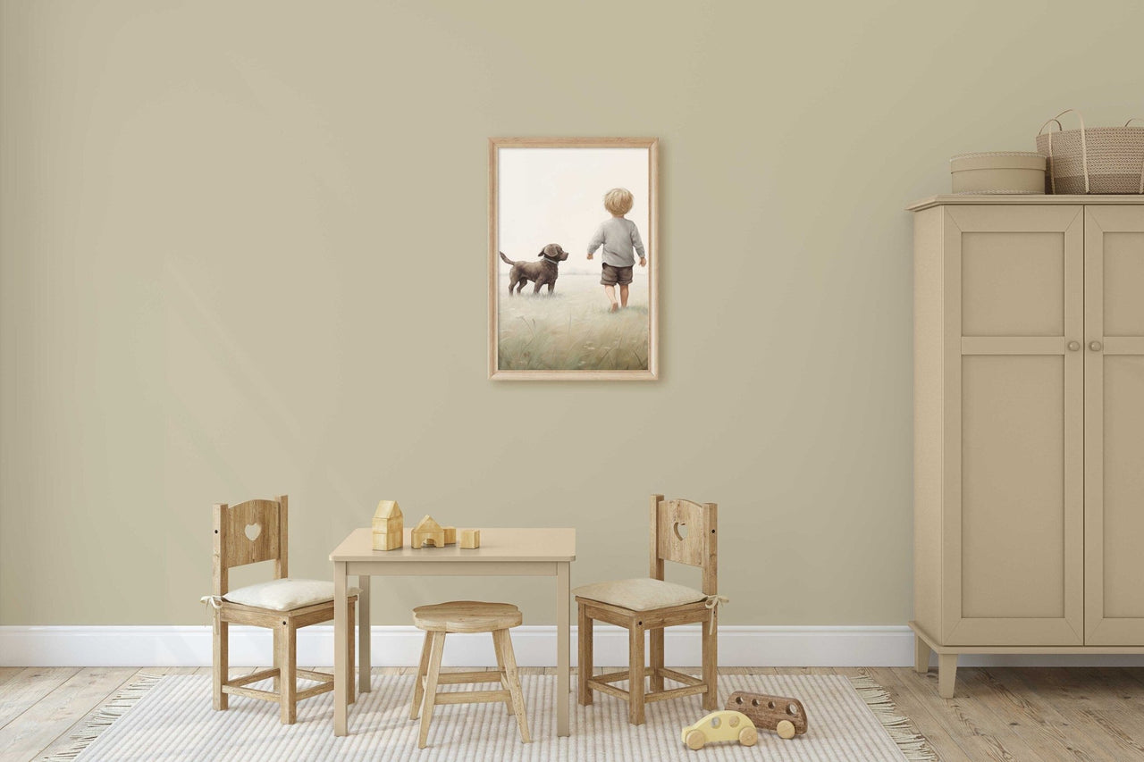 Brown Labrador Wall Art – Dog Nursery Print for Boys