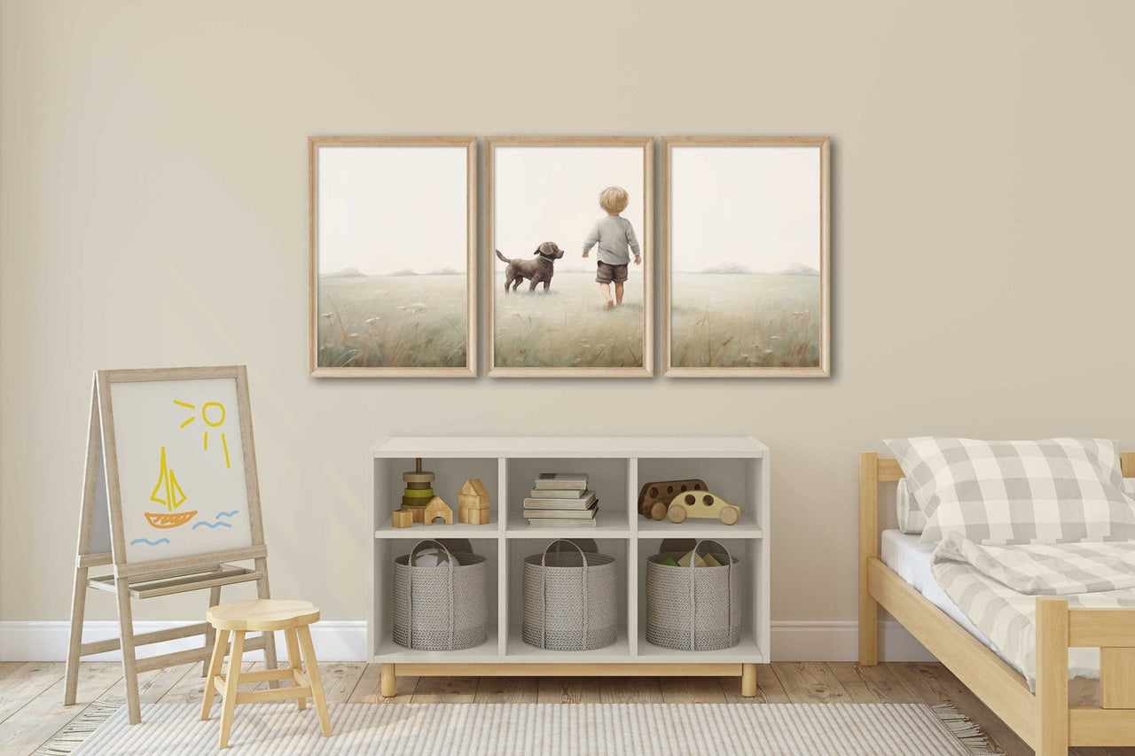 Brown Labrador Wall Art – Dog Nursery Print • Set of 3