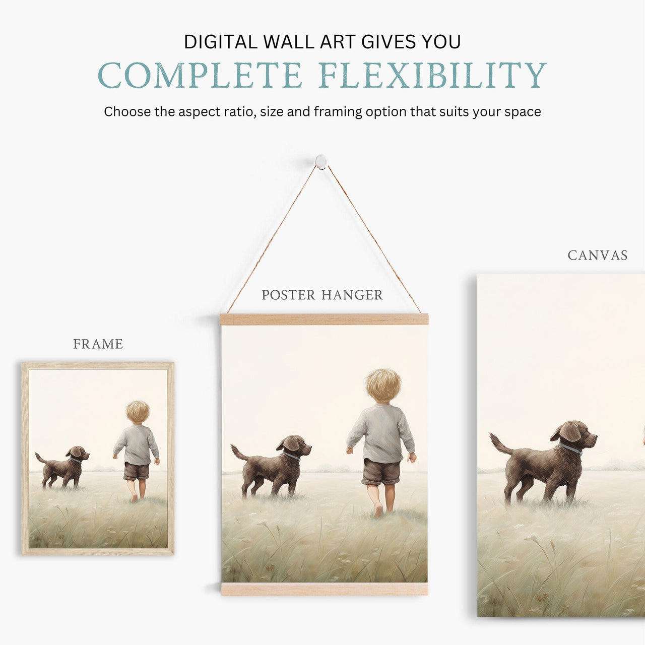 Brown Labrador Wall Art – Dog Nursery Print for Boys