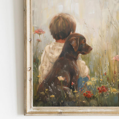 Brown Labrador Print, Puppy Wall Art, Boy & Dog Nursery Decor - WildfieldPrints
