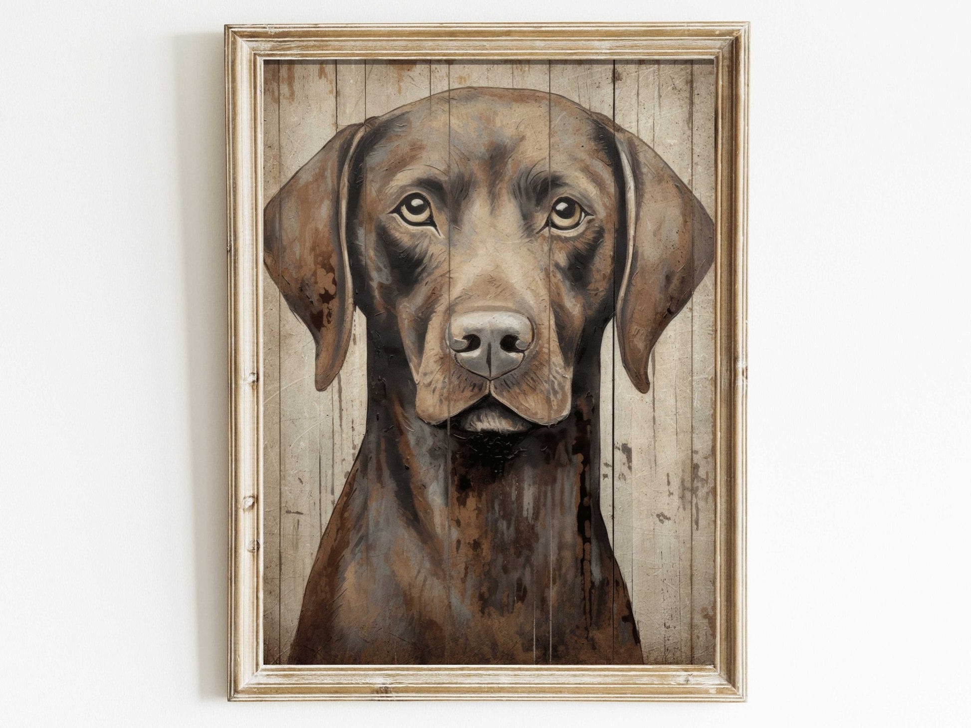 Brown Labrador Print, Vintage Lab Wall Art, Rustic Dog Decor, Gift for Dog Lovers - WildfieldPrints